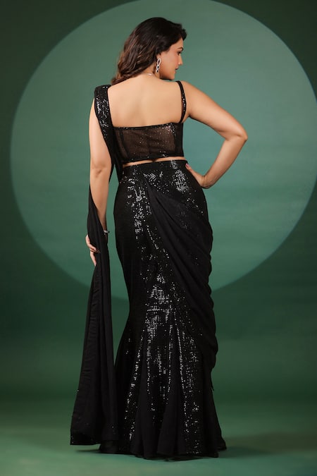 B'Infinite Eclipse Embellished Mermaid Saree Set 