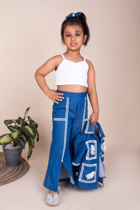 Buy_Toplove_Blue Denim Lace Floral Embellished Set 