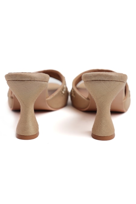 Preet Kaur_Gold Embroidery, Applique Butti Heels _Online_at_Aza_Fashions