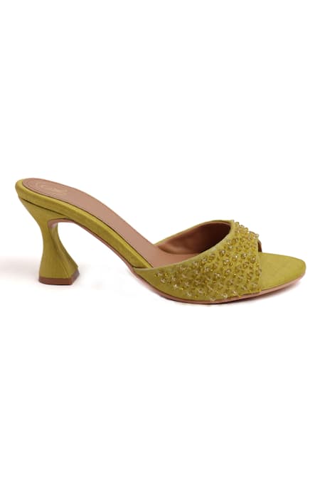 Buy_Preet Kaur_Green Beads Strap Heels _Online_at_Aza_Fashions