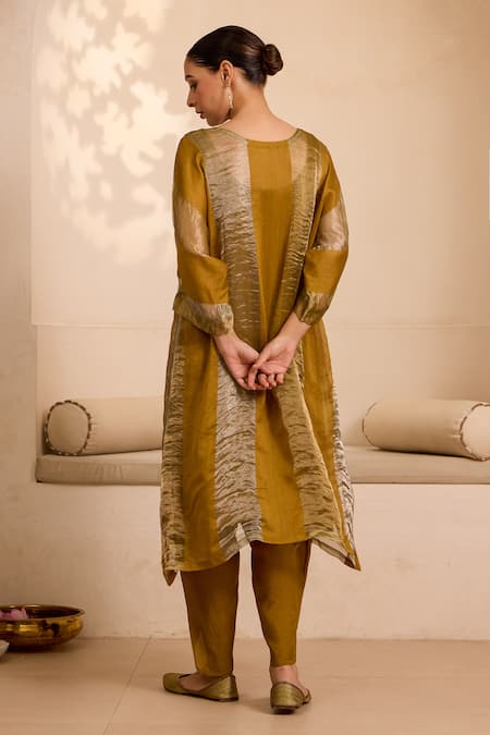 Label Mansi Nagdev Yellow Stripe Pattern Kurta Set 