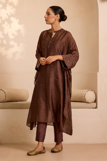 Label Mansi Nagdev Brown Asymmetric Kurta Set 