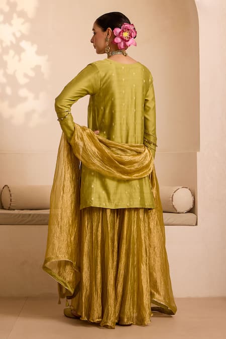 Label Mansi Nagdev Floral Woven Kurta Sharara Set 