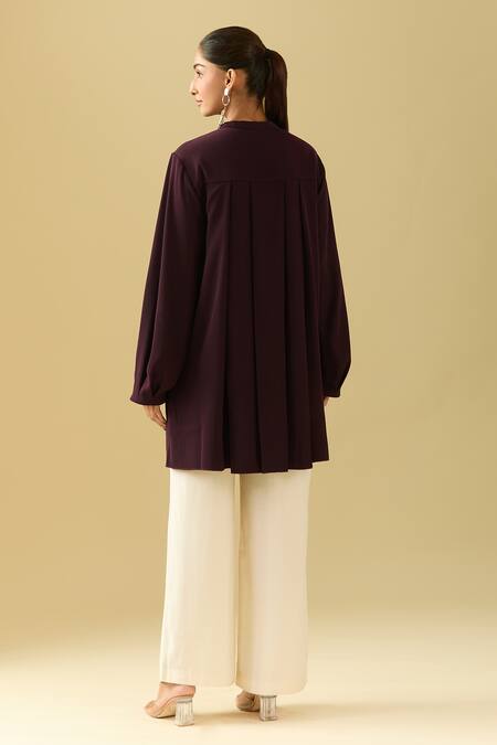 Pankaj & Nidhi Bordeaux Crystal Applique Short Tunic 