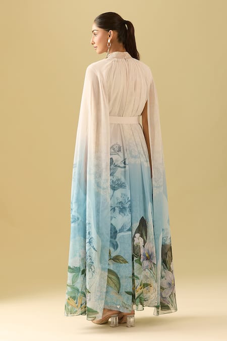Pankaj & Nidhi Embellished Botanical Cape Dress 