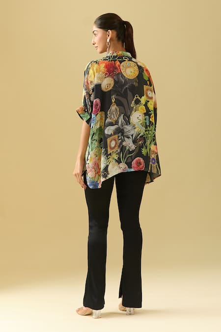 Shop Pankaj & Nidhi Black Polyester Sequins Bandeau Neck Asymmetric Embellished Top at Aza Fashions Shop_Pankaj & Nidhi_Black Polyester Sequins Bandeau Neck Asymmetric Embellished Top _at_Aza_Fashions