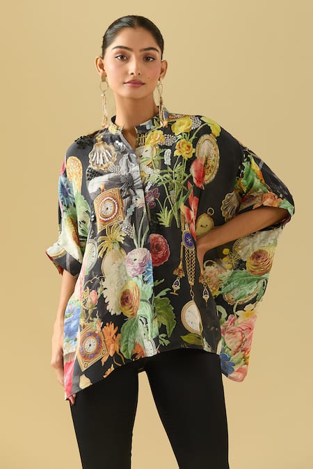 Pankaj & Nidhi Black Polyester Sequins Bandeau Neck Asymmetric Embellished Top Online at Aza Fashions Pankaj & Nidhi_Black Polyester Sequins Bandeau Neck Asymmetric Embellished Top _Online_at_Aza_Fashions