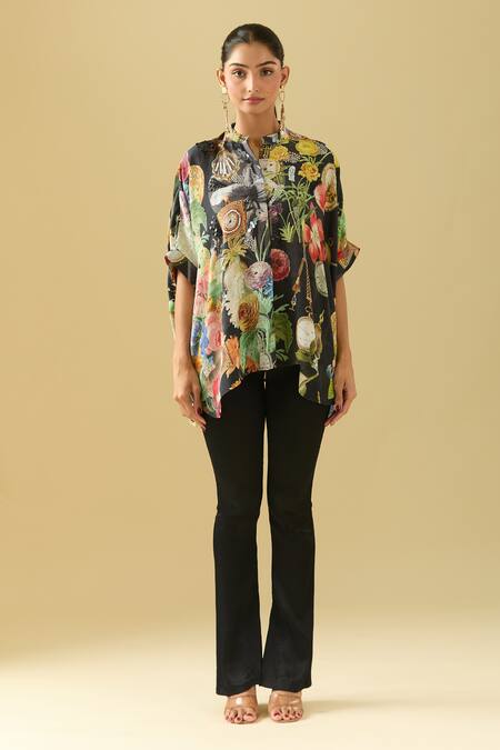 Shop Pankaj & Nidhi Black Polyester Sequins Bandeau Neck Asymmetric Embellished Top Online at Aza Fashions Shop_Pankaj & Nidhi_Black Polyester Sequins Bandeau Neck Asymmetric Embellished Top _Online_at_Aza_Fashions