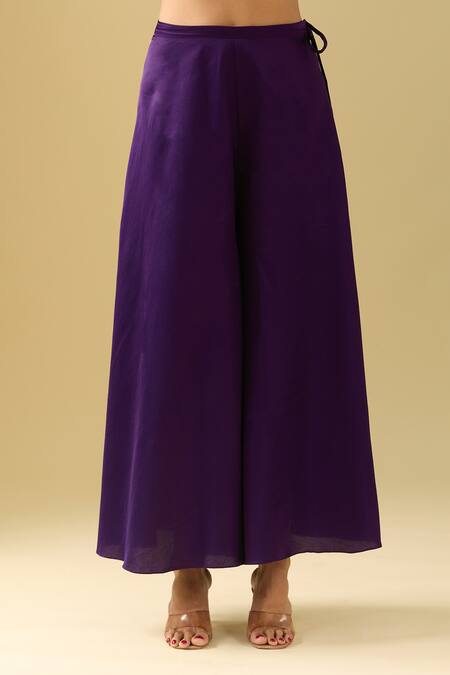 Prisho Purple Cotton Pearls, Sequins, Beads V-neck Floral Embroidered Cape And Pant Set Online at Aza Fashions Prisho_Purple Cotton Pearls, Sequins, Beads V-neck Floral Embroidered Cape And Pant Set _Online_at_Aza_Fashions