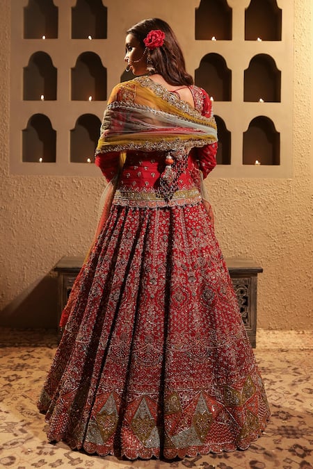 Kapda Dori Resham Embroidered Bridal Lehenga Set 