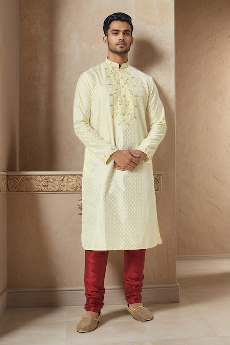 Arihant Rai Sinha Cream Embroidered Placket Kurta Set 