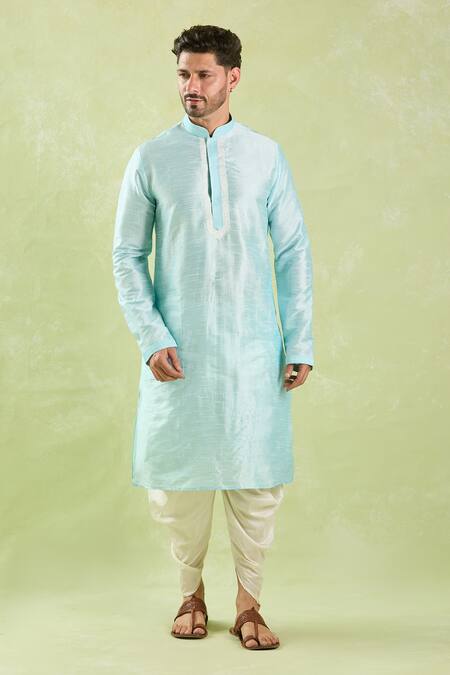 Shop Arihant Rai Sinha Blue Silk Embroidery Floral Vine Kurta And Patiala Pant Online at Aza Fashions Shop_Arihant Rai Sinha_Blue Silk Embroidery Floral Vine Kurta And Patiala Pant _Online_at_Aza_Fashions