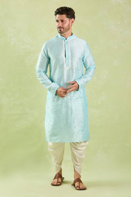 Arihant Rai Sinha Blue Silk Embroidery Floral Vine Kurta And Patiala Pant at Aza Fashions Arihant Rai Sinha_Blue Silk Embroidery Floral Vine Kurta And Patiala Pant _at_Aza_Fashions