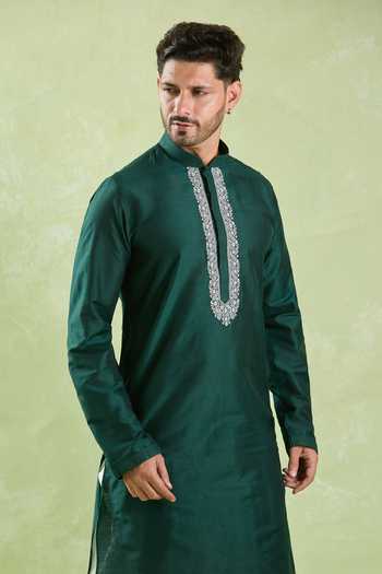 Arihant Rai Sinha Green Polyester, Silk Embroidery Paisley Vine Kurta And Patiala Pant at Aza Fashions Arihant Rai Sinha_Green Polyester, Silk Embroidery Paisley Vine Kurta And Patiala Pant _at_Aza_Fashions