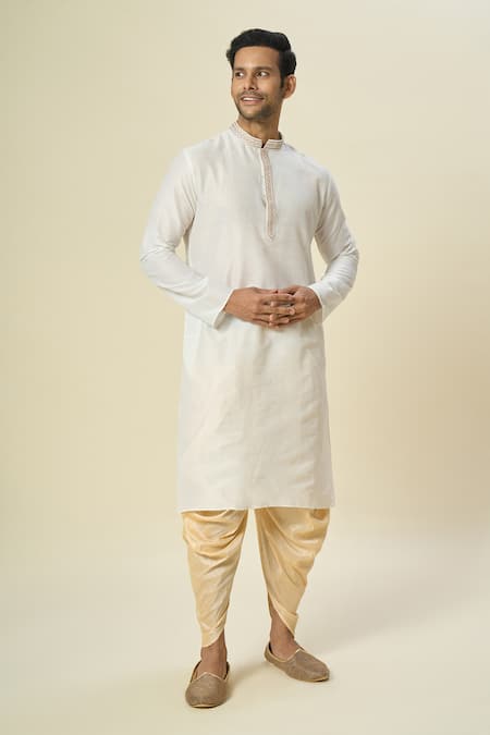 Buy_Arihant Rai Sinha_Cream Polyester, Silk Embroidery Jaali Kurta And Patiala Pant Set 