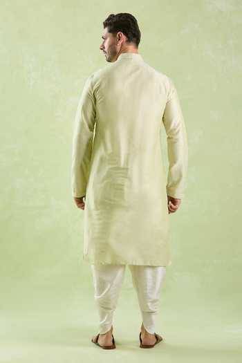 Shop Arihant Rai Sinha Green Polyester, Silk Embroidery Placket Kurta And Patiala Pant Set at Aza Fashions Shop_Arihant Rai Sinha_Green Polyester, Silk Embroidery Placket Kurta And Patiala Pant Set _at_Aza_Fashions