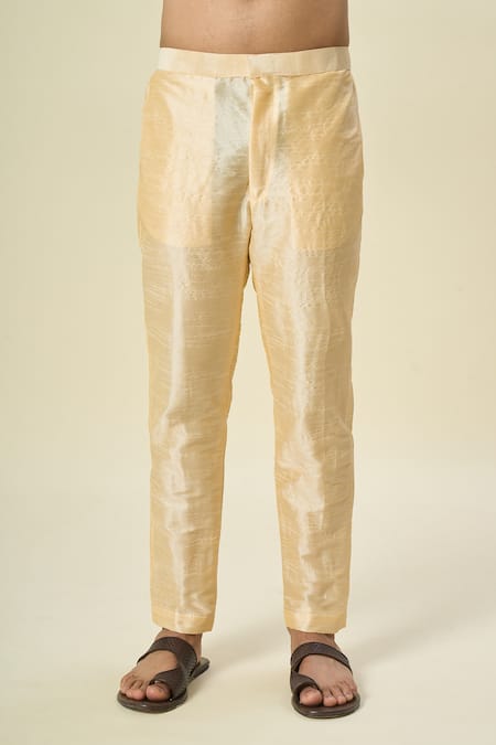 Arihant Rai Sinha_Yellow Brocade, Silk Embroidery Floral Butta Bundi Set _Online_at_Aza_Fashions