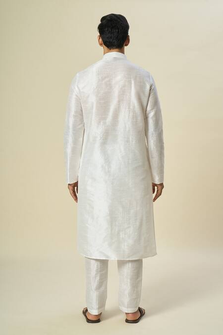 Arihant Rai Sinha_Gray Brocade, Silk Embroidery Floral Butta Bundi Set _at_Aza_Fashions