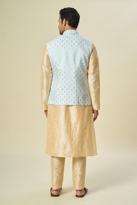 Samyukta Singhania Leaf Motifs Woven Bundi Kurta Set 
