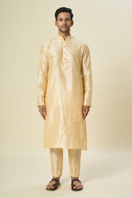 Arihant Rai Sinha Blue Brocade, Silk Embroidery Leaf Motifs Woven Bundi Kurta Set Online at Aza Fashions Arihant Rai Sinha_Blue Brocade, Silk Embroidery Leaf Motifs Woven Bundi Kurta Set _Online_at_Aza_Fashions