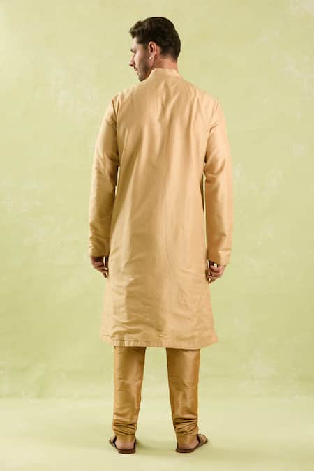 Shop Arihant Rai Sinha Beige Polyester, Silk, Chanderi Embroidery Floral Aari Kurta Set at Aza Fashions Shop_Arihant Rai Sinha_Beige Polyester, Silk, Chanderi Embroidery Floral Aari Kurta Set _at_Aza_Fashions