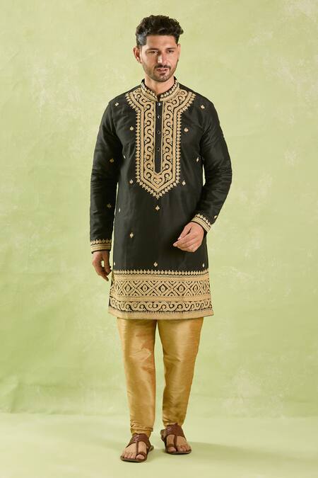 Buy Arihant Rai Sinha Black Polyester, Silk Embroidery, Zari Kurta Set Online at Aza Fashions Buy_Arihant Rai Sinha_Black Polyester, Silk Embroidery, Zari Kurta Set _Online_at_Aza_Fashions