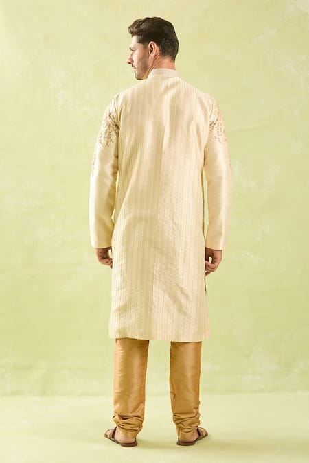 Shop Arihant Rai Sinha Beige , Chanderi Embroidery Floral Vine Thread Kurta Set at Aza Fashions Shop_Arihant Rai Sinha_Beige , Chanderi Embroidery Floral Vine Thread Kurta Set _at_Aza_Fashions