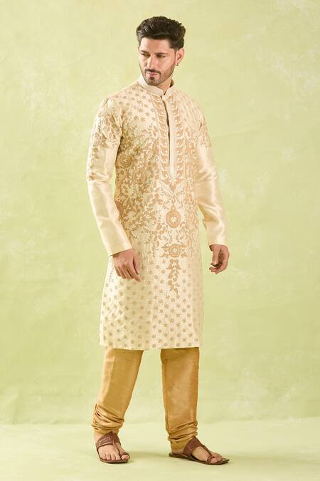 Buy Arihant Rai Sinha Beige , Chanderi Embroidery Floral Vine Thread Kurta Set Online at Aza Fashions Buy_Arihant Rai Sinha_Beige , Chanderi Embroidery Floral Vine Thread Kurta Set _Online_at_Aza_Fashions