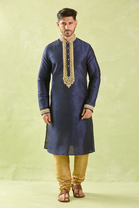 Buy Arihant Rai Sinha Blue Silk, Polyester Embroidery, Zari, Diamonds Kurta With Churidar Set Online at Aza Fashions Buy_Arihant Rai Sinha_Blue Silk, Polyester Embroidery, Zari, Diamonds Kurta With Churidar Set _Online_at_Aza_Fashions