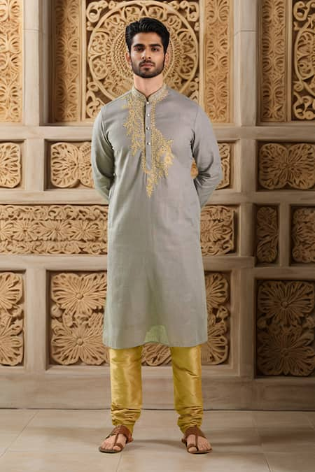 Arihant Rai Sinha Floral Vine Zari Embroidered Kurta With Churidar 