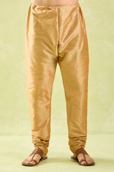 Arihant Rai Sinha_Yellow Silk Embroidery Abstract Floral Kurta And Churidar _Online_at_Aza_Fashions