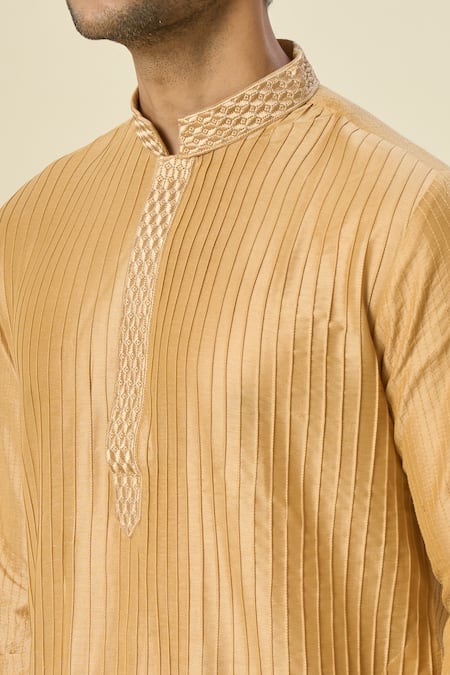 Arihant Rai Sinha Gold Polyester, Silk Embroidery Pintuck Pattern Kurta And Patiala Pant Set Online at Aza Fashions Arihant Rai Sinha_Gold Polyester, Silk Embroidery Pintuck Pattern Kurta And Patiala Pant Set _Online_at_Aza_Fashions