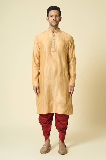 Buy Arihant Rai Sinha Gold Polyester, Silk Embroidery Pintuck Pattern Kurta And Patiala Pant Set Online at Aza Fashions Buy_Arihant Rai Sinha_Gold Polyester, Silk Embroidery Pintuck Pattern Kurta And Patiala Pant Set _Online_at_Aza_Fashions