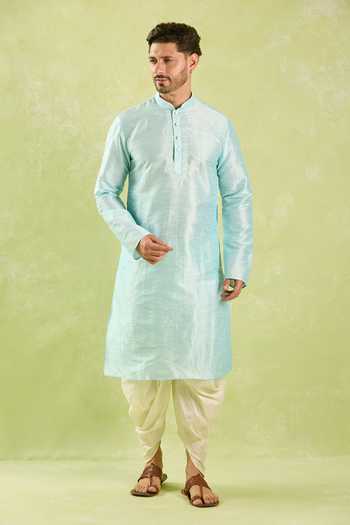 Arihant Rai Sinha Blue Silk Embroidery Floral Kurta And Patiala Pant Set Online at Aza Fashions Arihant Rai Sinha_Blue Silk Embroidery Floral Kurta And Patiala Pant Set _Online_at_Aza_Fashions