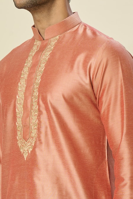 Arihant Rai Sinha Pink Polyester, Silk Embroidery Floral Kurta And Patiala Pant Set Online at Aza Fashions Arihant Rai Sinha_Pink Polyester, Silk Embroidery Floral Kurta And Patiala Pant Set _Online_at_Aza_Fashions