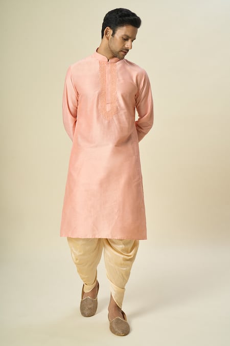 Buy_Arihant Rai Sinha_Pink Polyester, Silk Embroidery Floral Kurta Set 