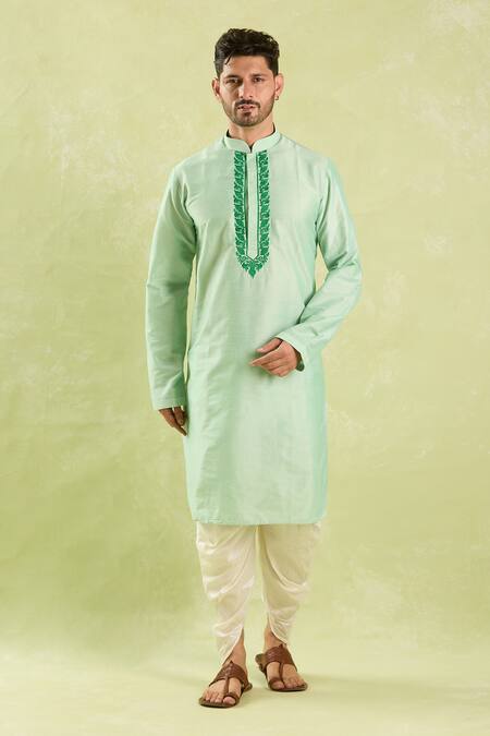 Shop Arihant Rai Sinha Green Polyester, Silk Embroidery Floral Kurta And Patiala Pant Set Online at Aza Fashions Shop_Arihant Rai Sinha_Green Polyester, Silk Embroidery Floral Kurta And Patiala Pant Set _Online_at_Aza_Fashions