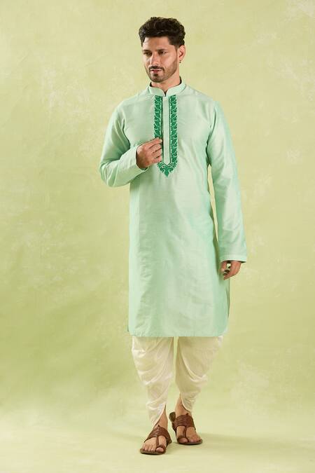 Arihant Rai Sinha Green Polyester, Silk Embroidery Floral Kurta And Patiala Pant Set at Aza Fashions Arihant Rai Sinha_Green Polyester, Silk Embroidery Floral Kurta And Patiala Pant Set _at_Aza_Fashions
