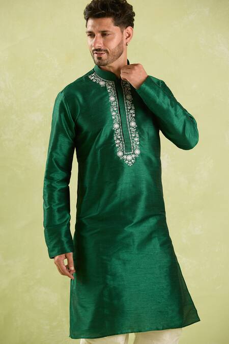 Buy Arihant Rai Sinha Green Silk Embroidery Floral Kurta And Patiala Pant Set Online at Aza Fashions Buy_Arihant Rai Sinha_Green Silk Embroidery Floral Kurta And Patiala Pant Set _Online_at_Aza_Fashions