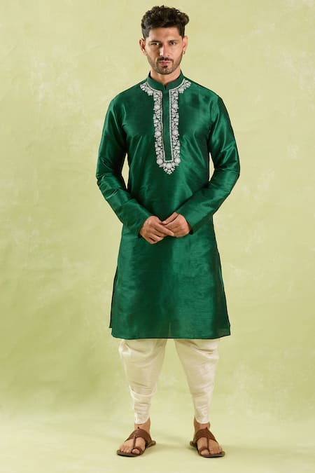 Buy Arihant Rai Sinha Green Silk Embroidery Floral Kurta And Patiala Pant Set Buy_Arihant Rai Sinha_Green Silk Embroidery Floral Kurta And Patiala Pant Set