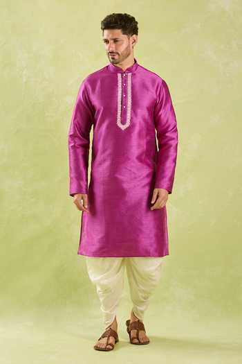 Shop Arihant Rai Sinha Pink Silk Embroidery Floral Kurta And Patiala Pant Set at Aza Fashions Shop_Arihant Rai Sinha_Pink Silk Embroidery Floral Kurta And Patiala Pant Set _at_Aza_Fashions