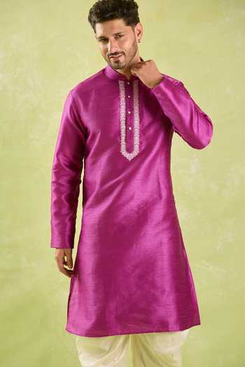 Arihant Rai Sinha Pink Silk Embroidery Floral Kurta And Patiala Pant Set at Aza Fashions Arihant Rai Sinha_Pink Silk Embroidery Floral Kurta And Patiala Pant Set _at_Aza_Fashions