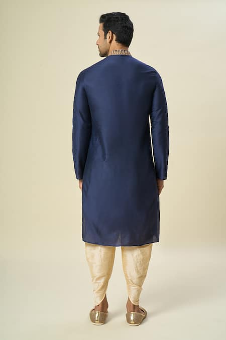 Arihant Rai Sinha Floral Embroidered Navy Blue Kurta Set 
