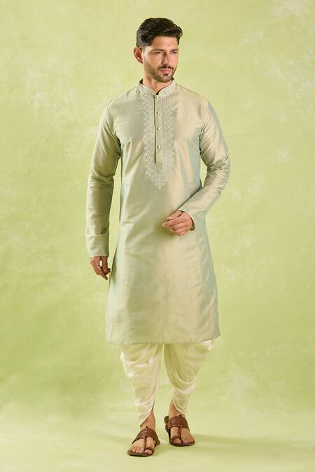 Arihant Rai Sinha_Green Polyester, Silk Embroidery Floral Kurta Set With Patiala Pant _at_Aza_Fashions