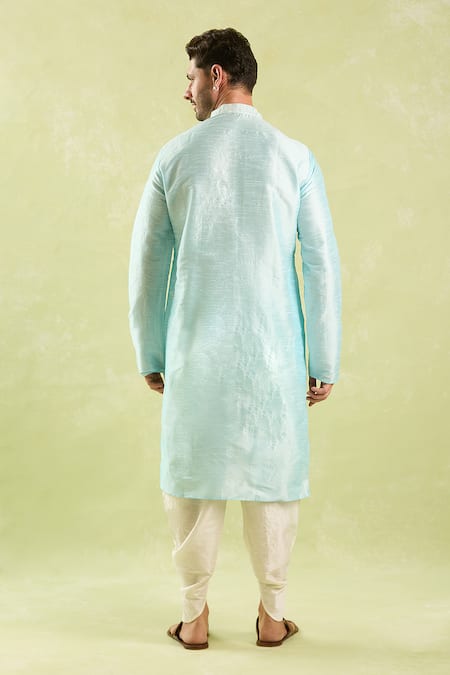 Shop Arihant Rai Sinha Blue Silk Embroidery Floral Kurta And Patiala Pant Set at Aza Fashions Shop_Arihant Rai Sinha_Blue Silk Embroidery Floral Kurta And Patiala Pant Set _at_Aza_Fashions