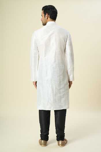 Shop Arihant Rai Sinha Off White Silk Embroidery Placket Kurta And Churidar Set at Aza Fashions Shop_Arihant Rai Sinha_Off White Silk Embroidery Placket Kurta And Churidar Set _at_Aza_Fashions