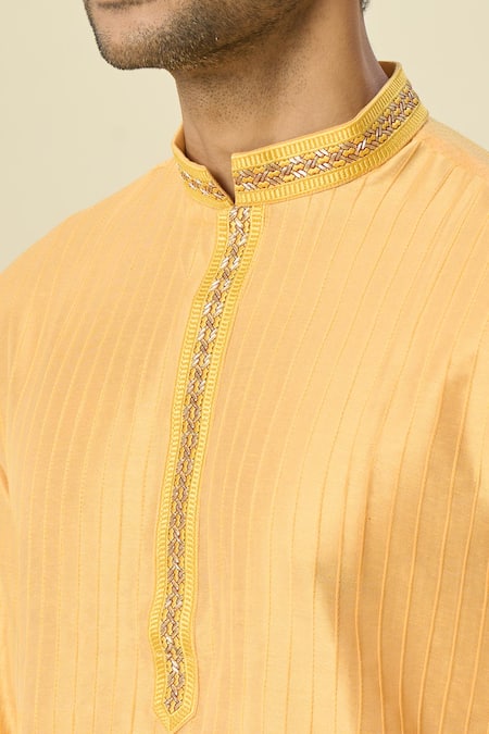 Buy Arihant Rai Sinha Orange Polyester, Silk Embroidery Vertical Pintuck Kurta Set Online at Aza Fashions Buy_Arihant Rai Sinha_Orange Polyester, Silk Embroidery Vertical Pintuck Kurta Set _Online_at_Aza_Fashions