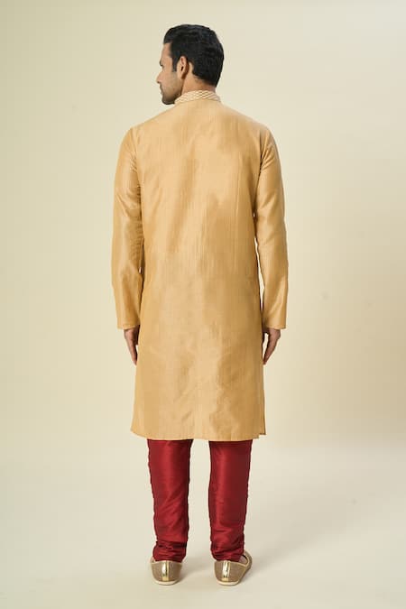 Samyukta Singhania Gold Pintuck Kurta Set With Churidar 