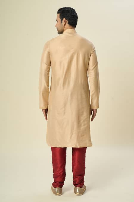 Shop Arihant Rai Sinha Beige Polyester, Chanderi Embroidery Kurta Set With Churidar at Aza Fashions Shop_Arihant Rai Sinha_Beige Polyester, Chanderi Embroidery Kurta Set With Churidar _at_Aza_Fashions