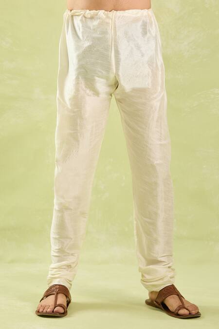 Buy_Arihant Rai Sinha_Beige Polyester, Chanderi Silk Embroidery Contrast Kurta Set 